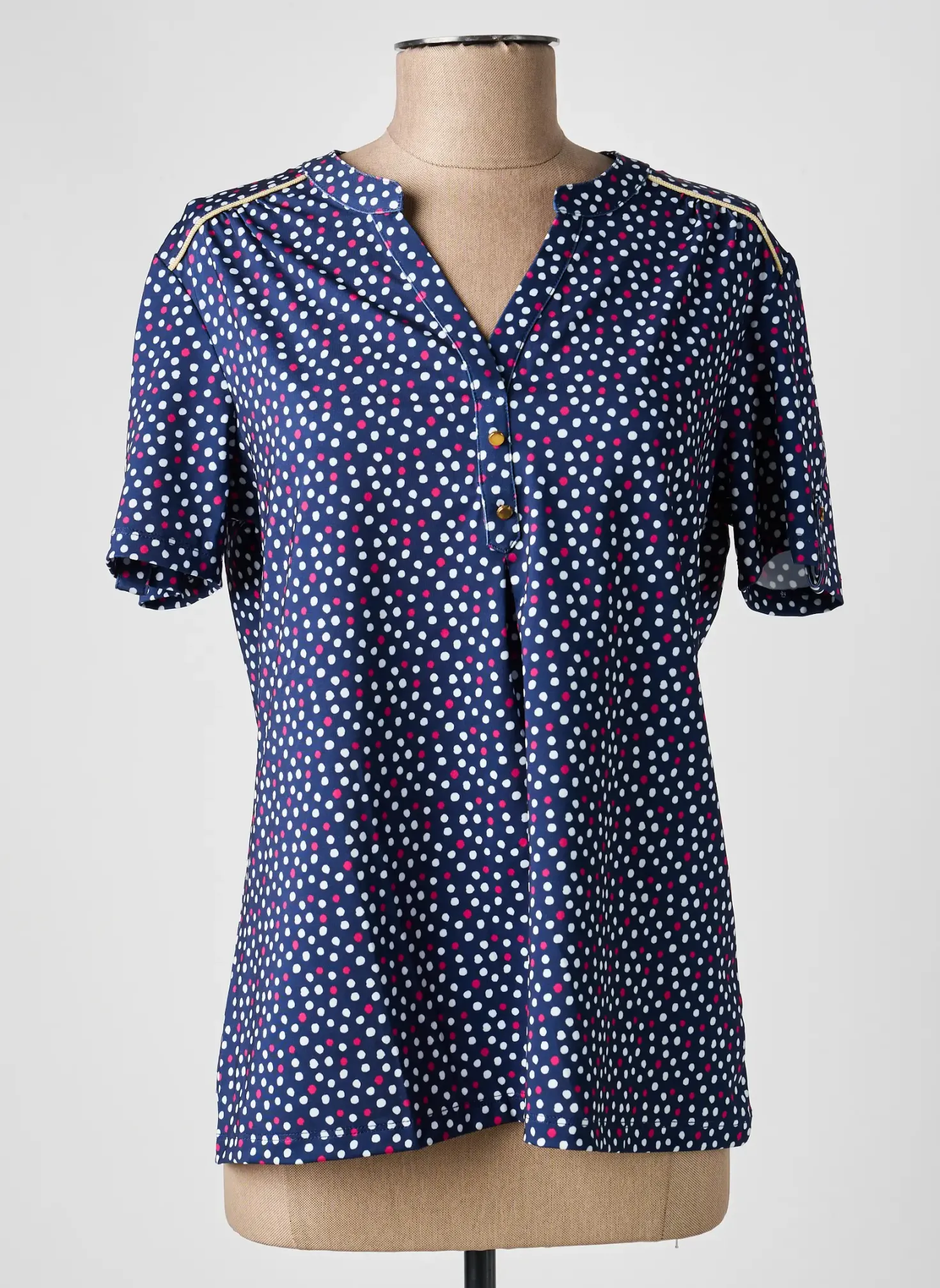 Top Damart Bleu Manches Courtes