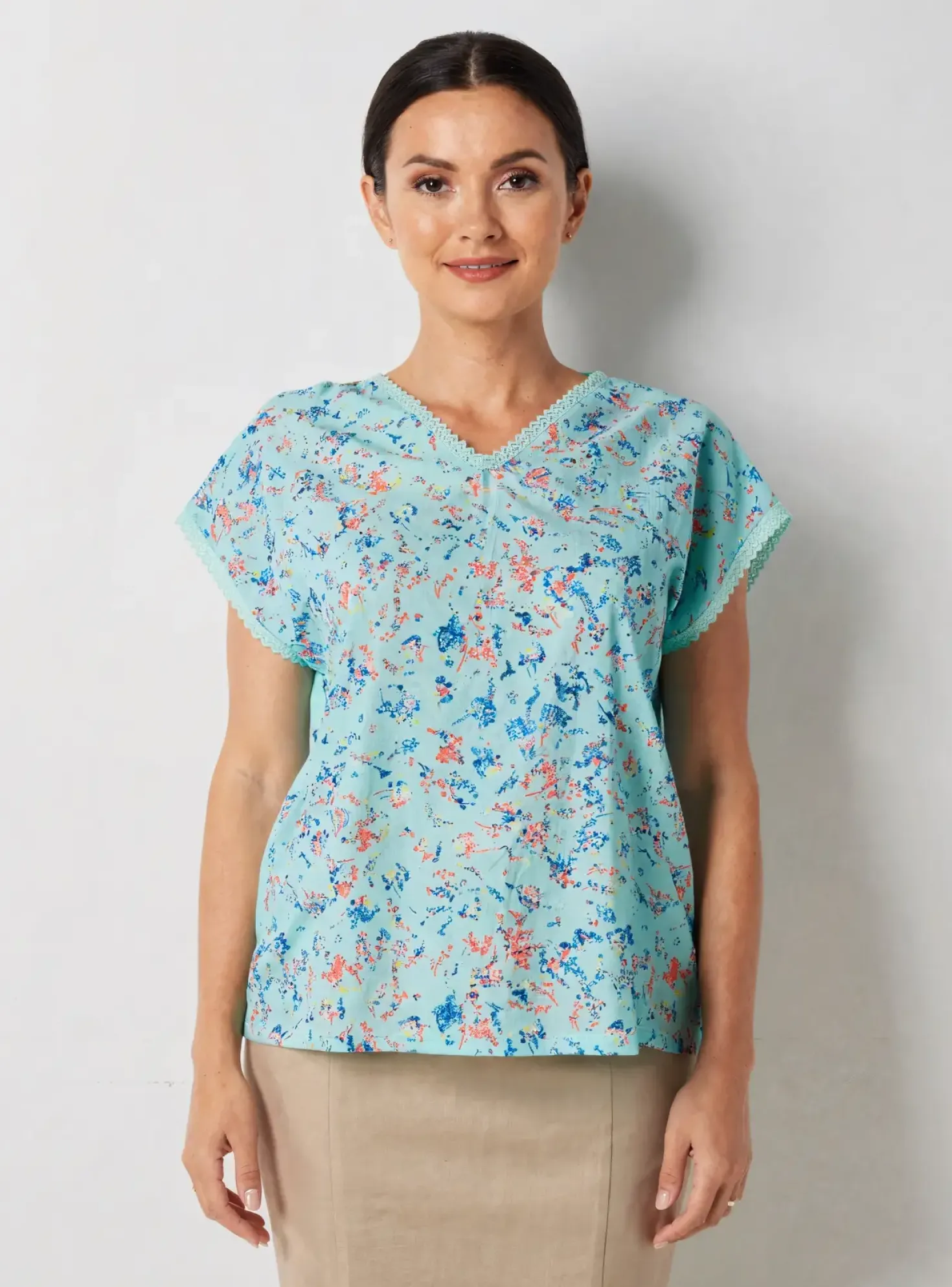 Top Damart Bleu Manches Courtes