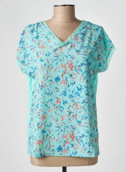 Top Damart Bleu Manches Courtes