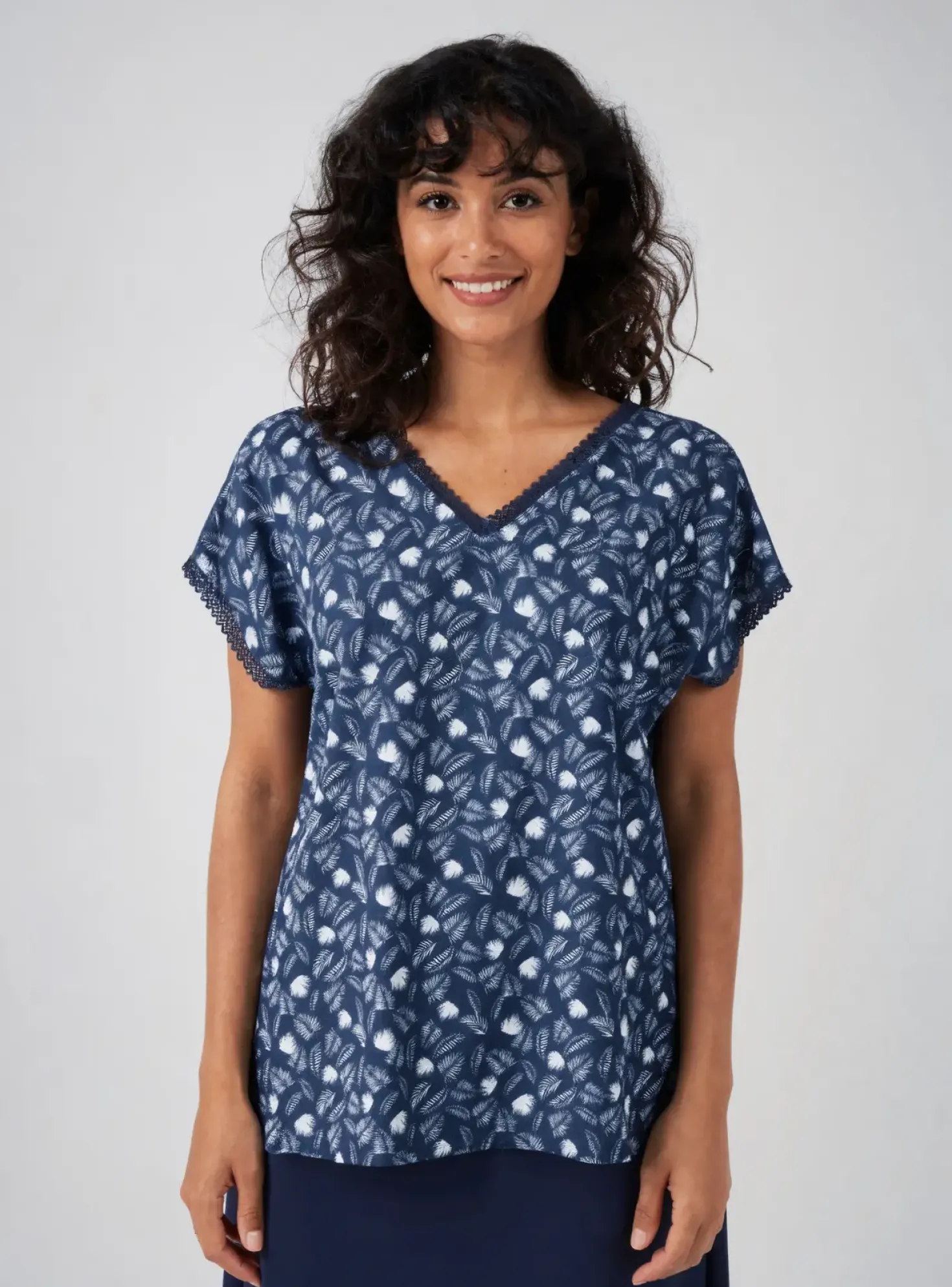 Top Damart Bleu Manches Courtes