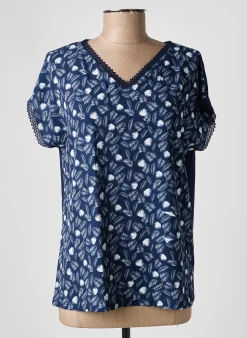 Top Damart Bleu Manches Courtes