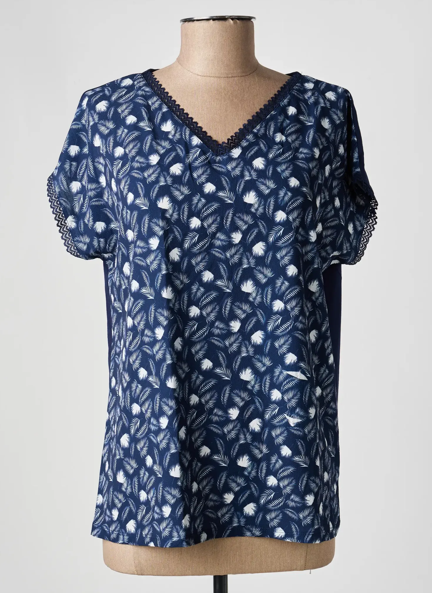 Top Damart Bleu Manches Courtes