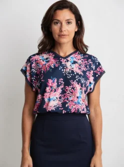 Top Damart Bleu Manches Courtes