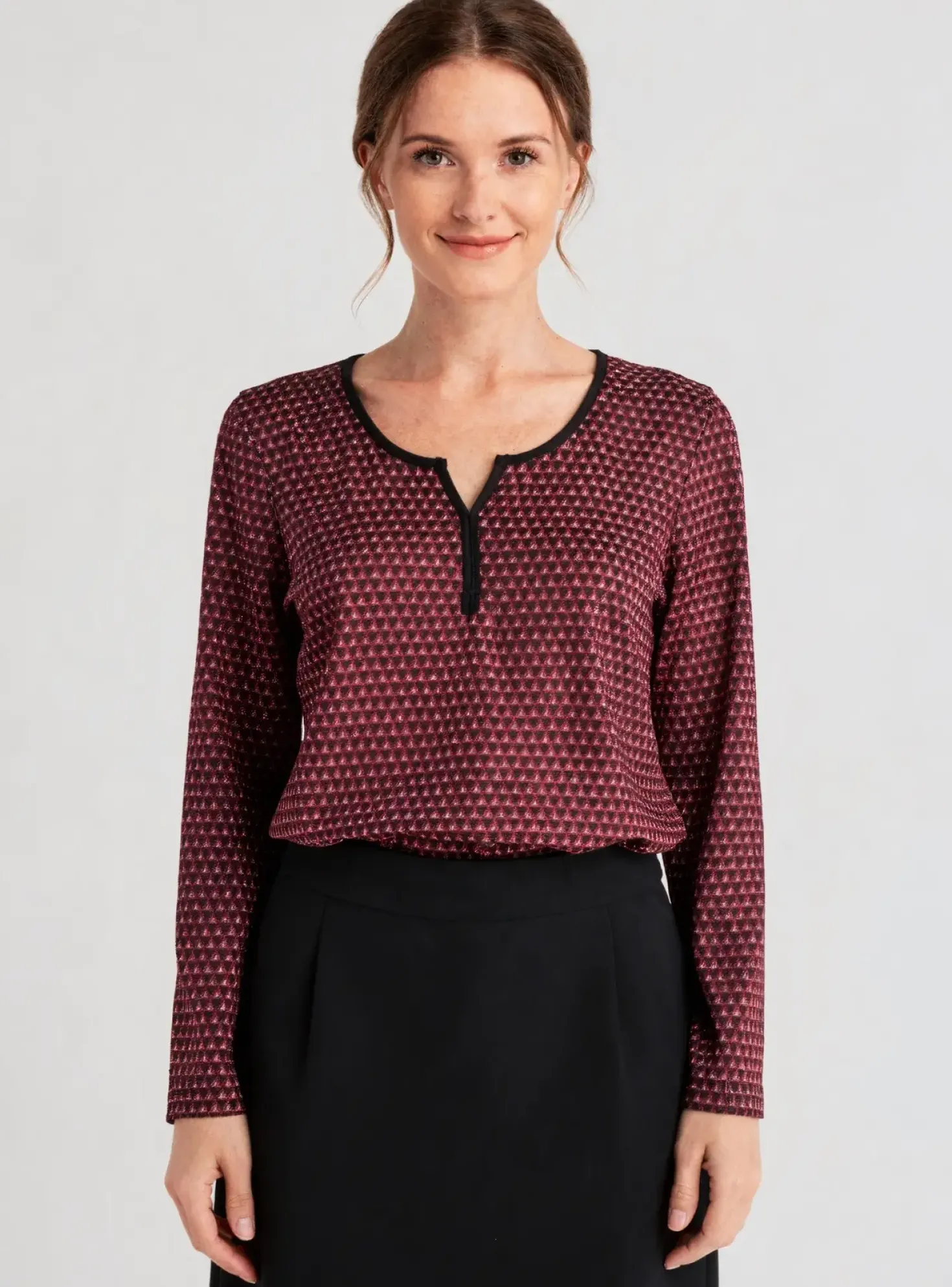 Top Damart Rouge Manches Longues