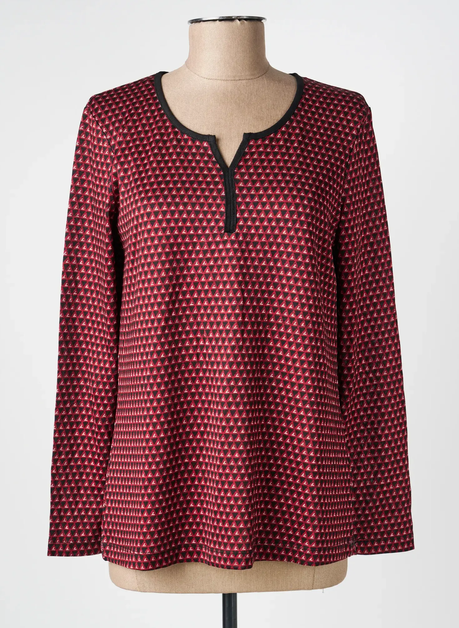 Top Damart Rouge Manches Longues