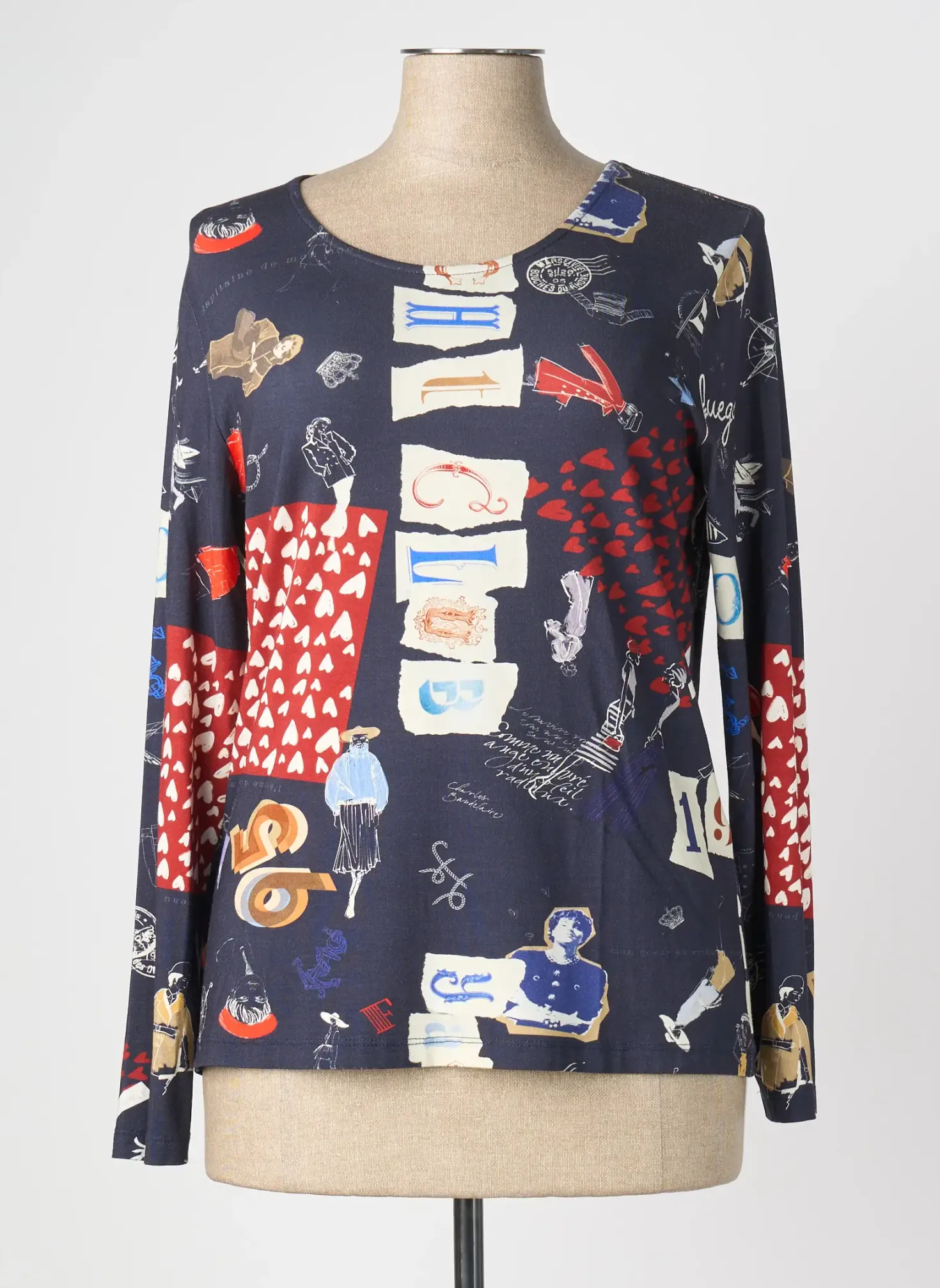 Top Fuego Woman Bleu Manches Longues
