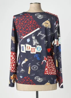 Top Fuego Woman Bleu Manches Longues