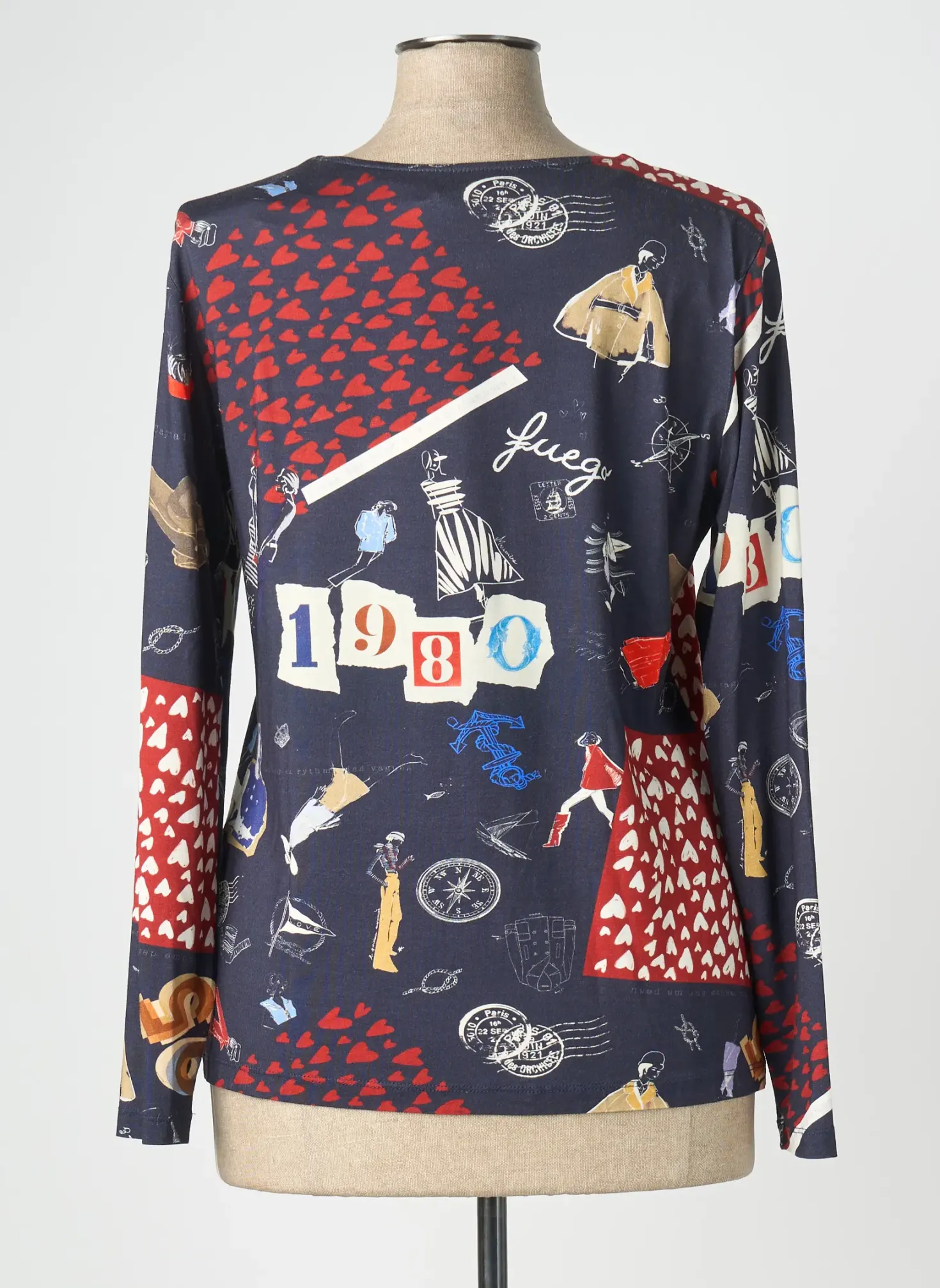 Top Fuego Woman Bleu Manches Longues