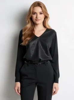 Top Gevana Noir Manches Longues