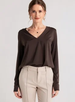 Top Jorgie Paris Marron Manches Longues