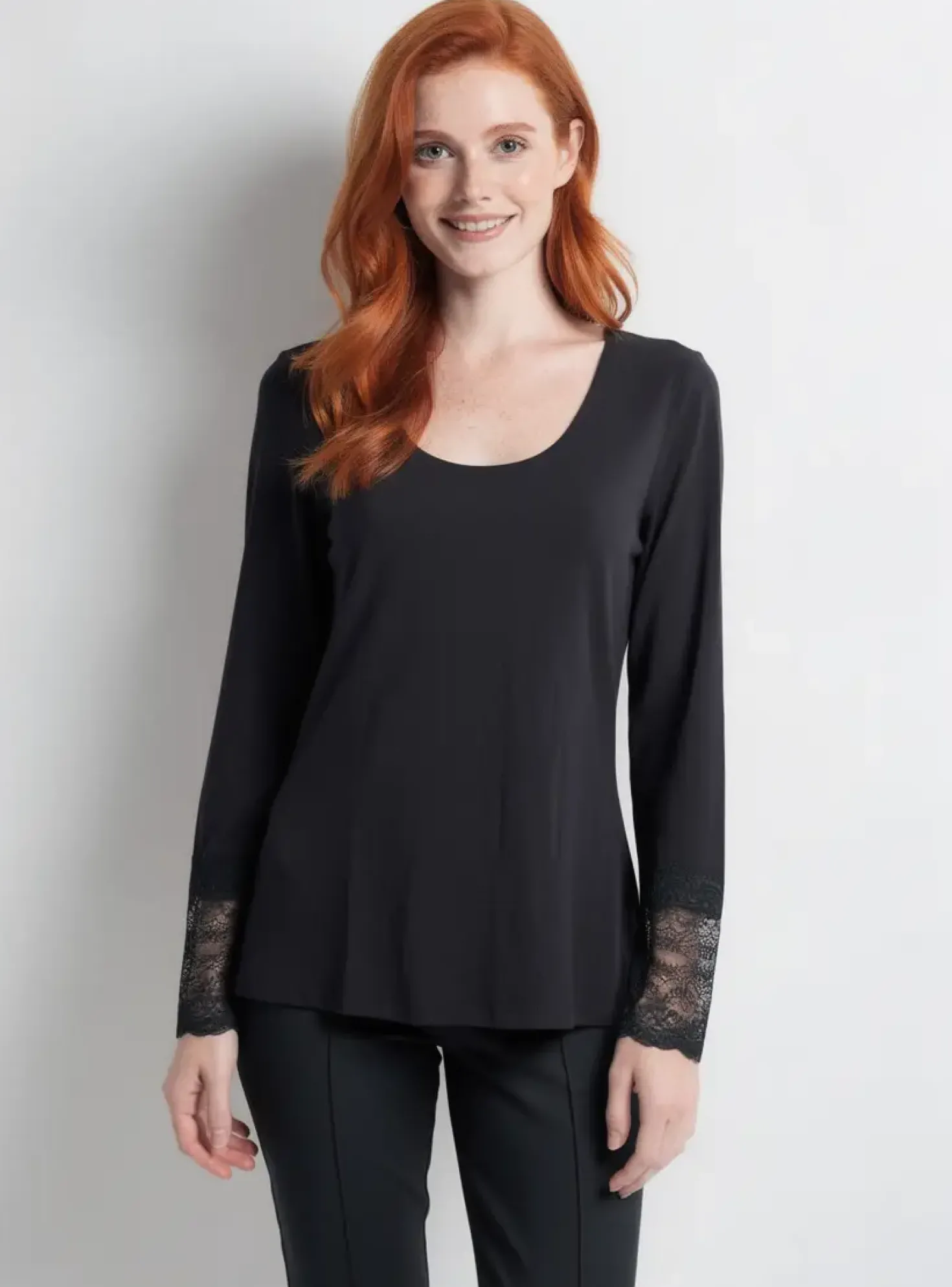 Top Lauren Vidal Noir Manches Longues