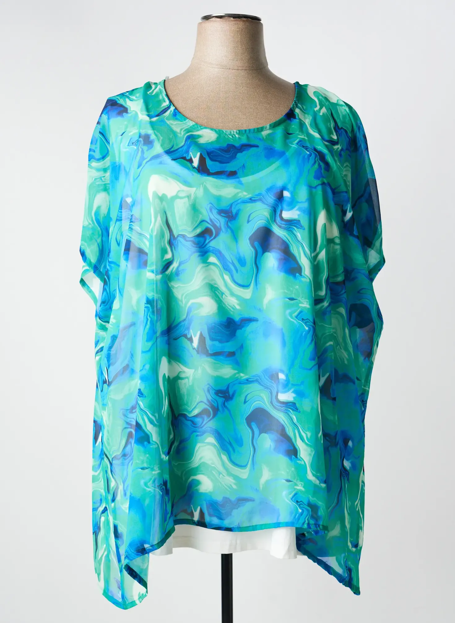 Top Leah Curve Bleu Manches Courtes