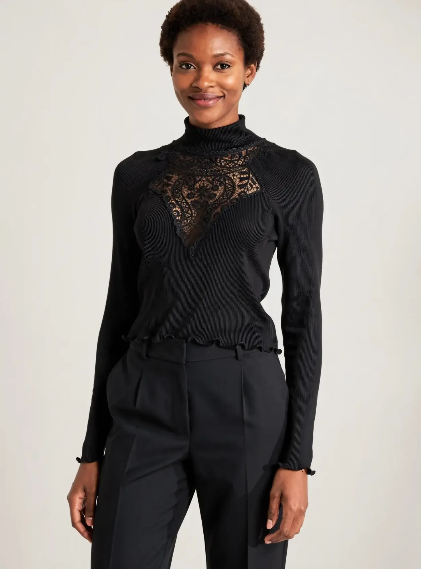 Top Oscalito Noir Manches Longues