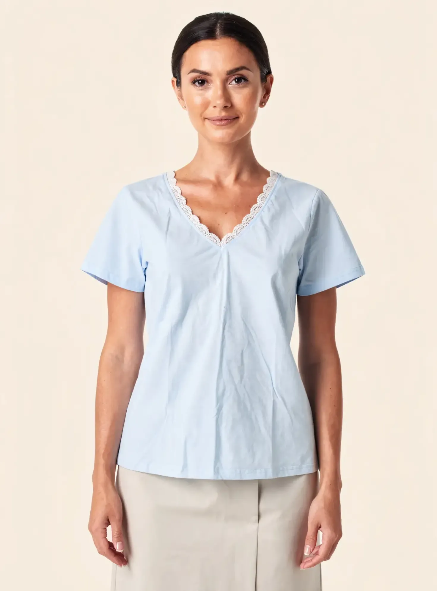 Top Sarah John Bleu Manches Courtes