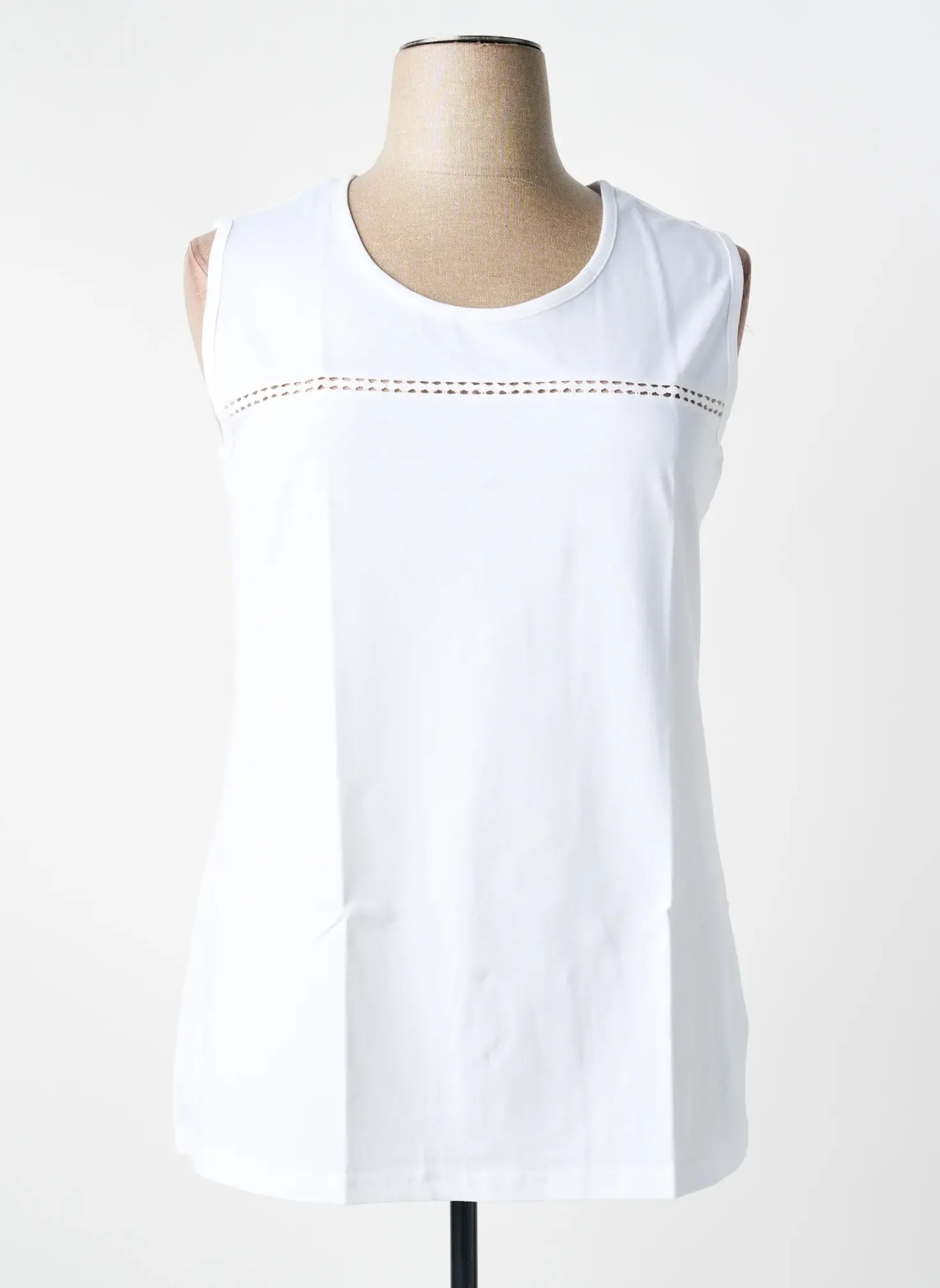 Top Sheego Blanc Sans Manche