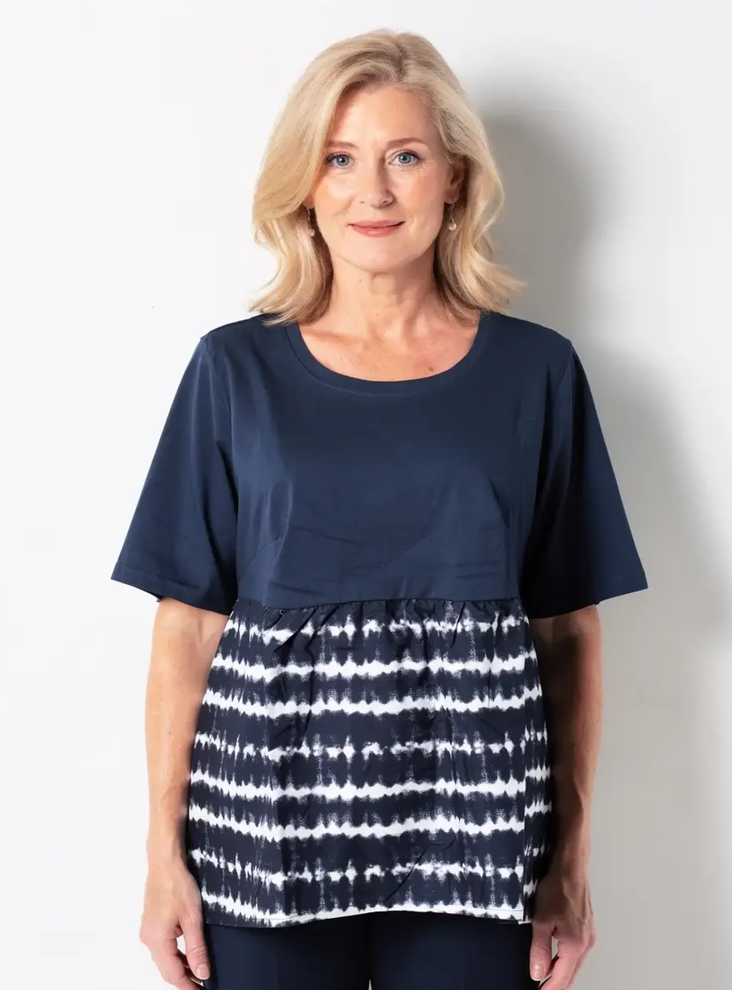 Top Sheego Bleu Manches 3/4