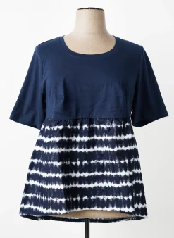 Top Sheego Bleu Manches 3/4