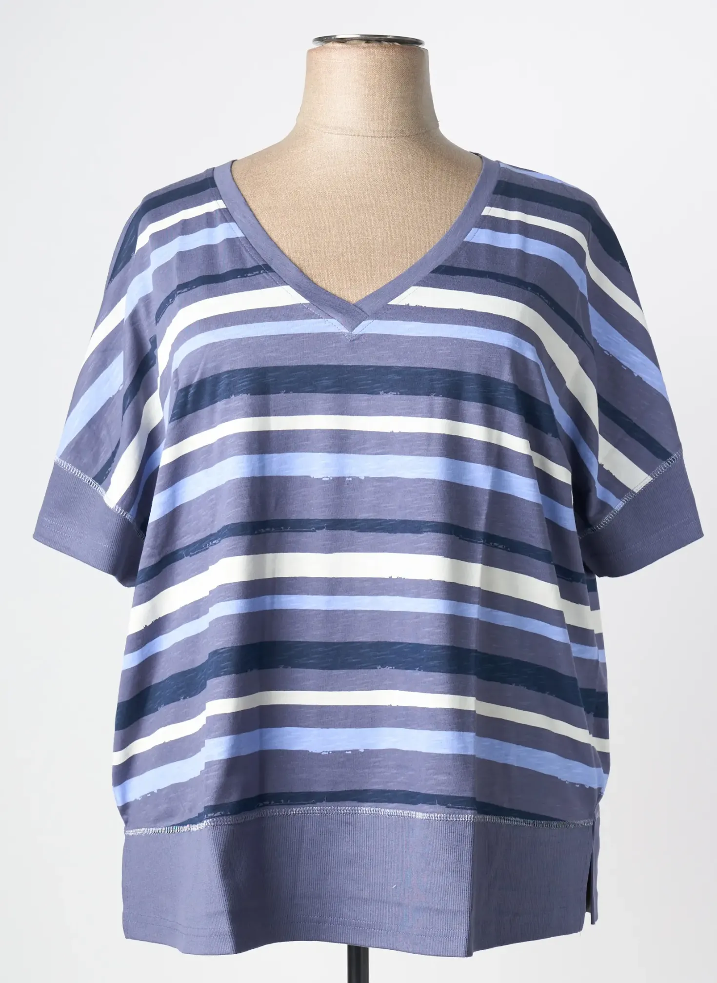 Top Sheego Bleu Manches Courtes
