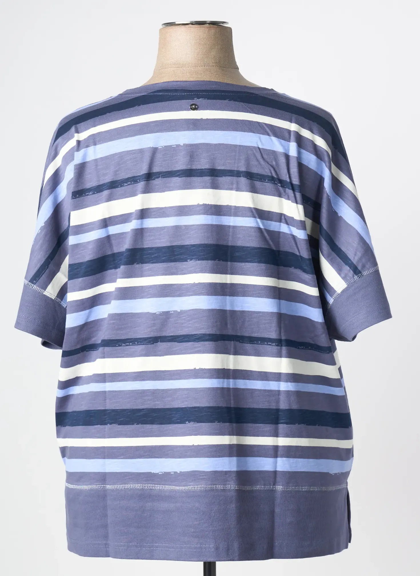 Top Sheego Bleu Manches Courtes
