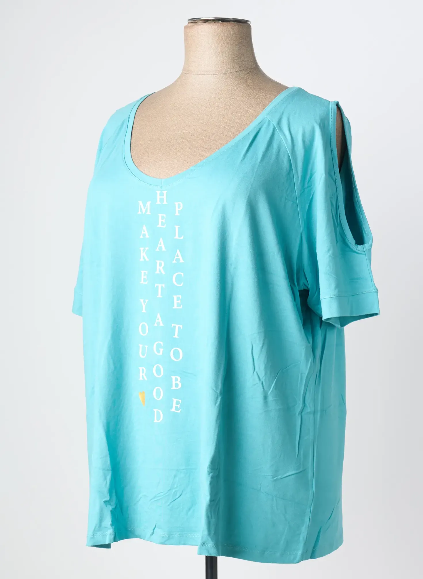 Top Sheego Bleu Manches Courtes