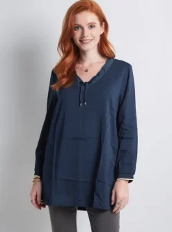 Top Sheego Bleu Manches Longues