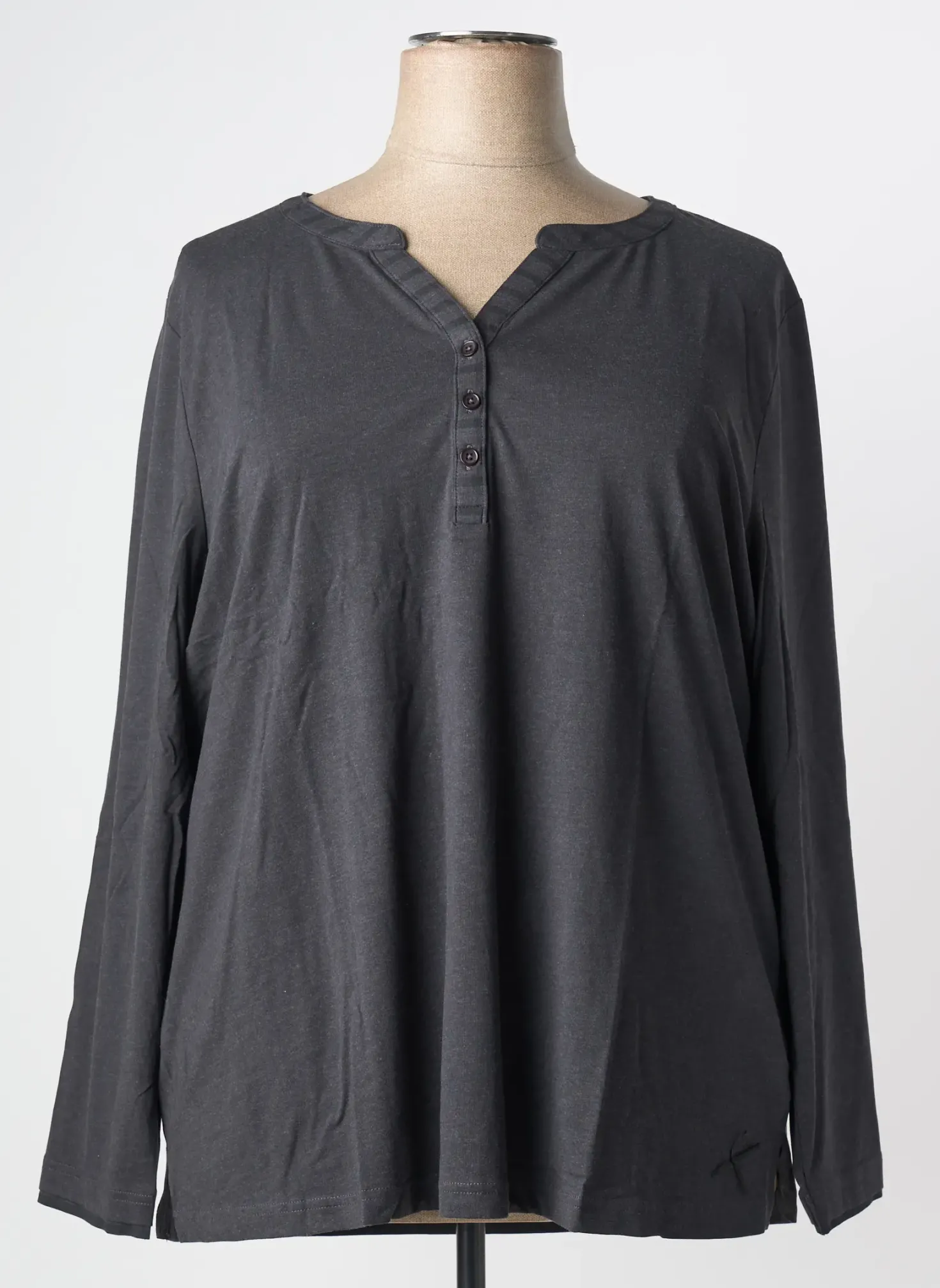 Top Sheego Gris Manches Longues