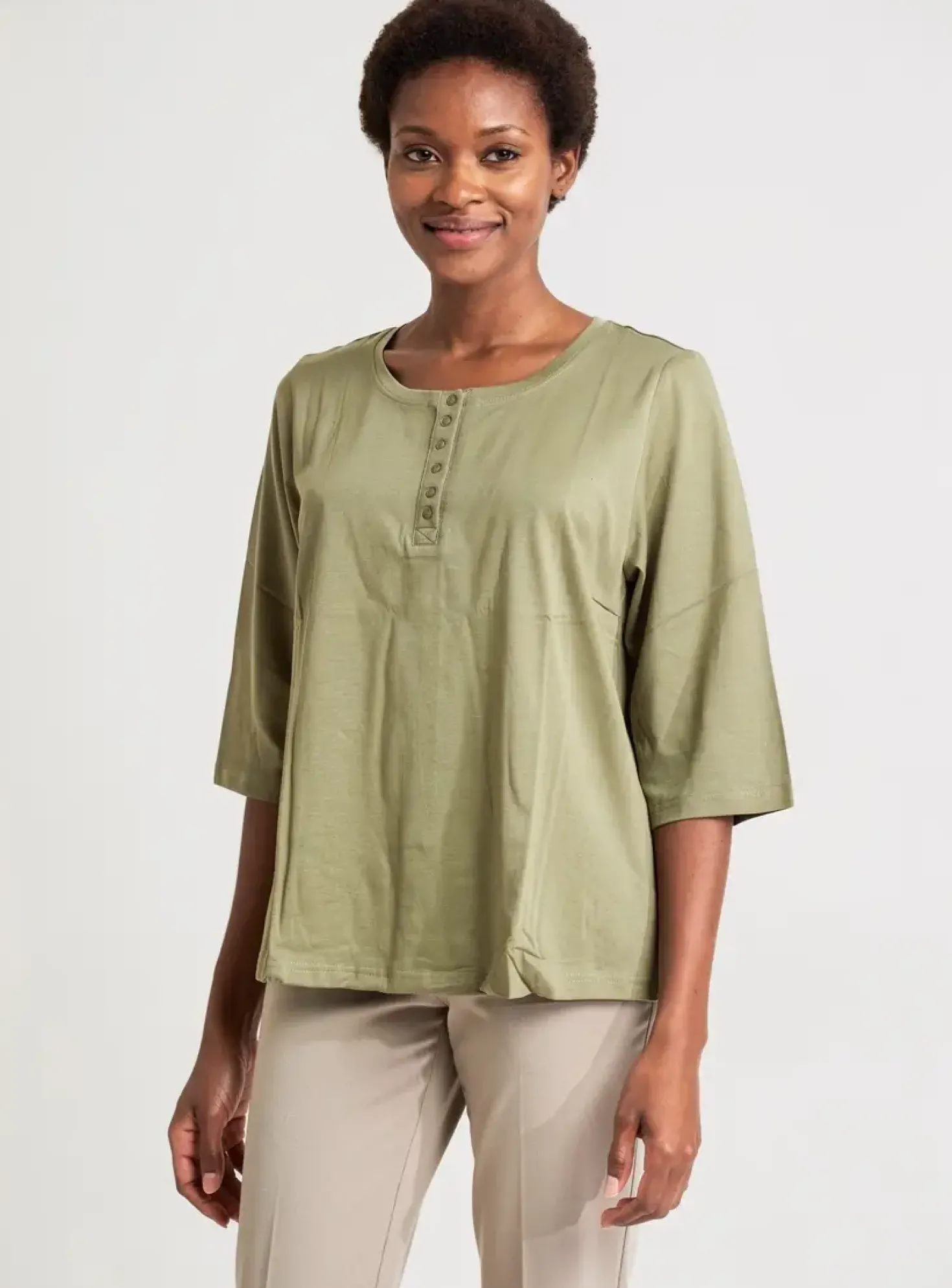 Top Sheego Vert Manches 3/4