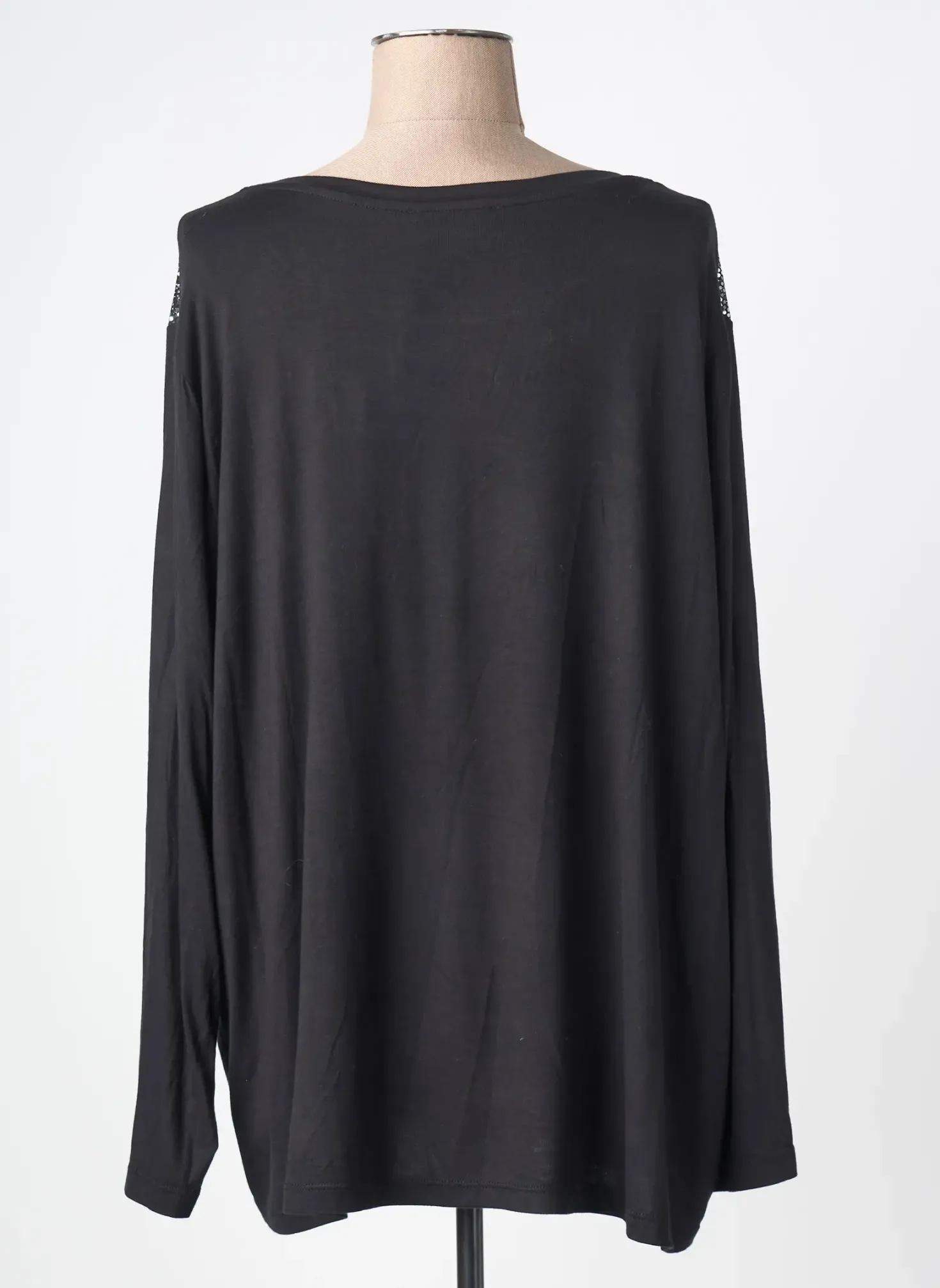 Top Sophia Curvy Noir Manches Longues