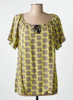 Top Telmail Jaune Manches Courtes
