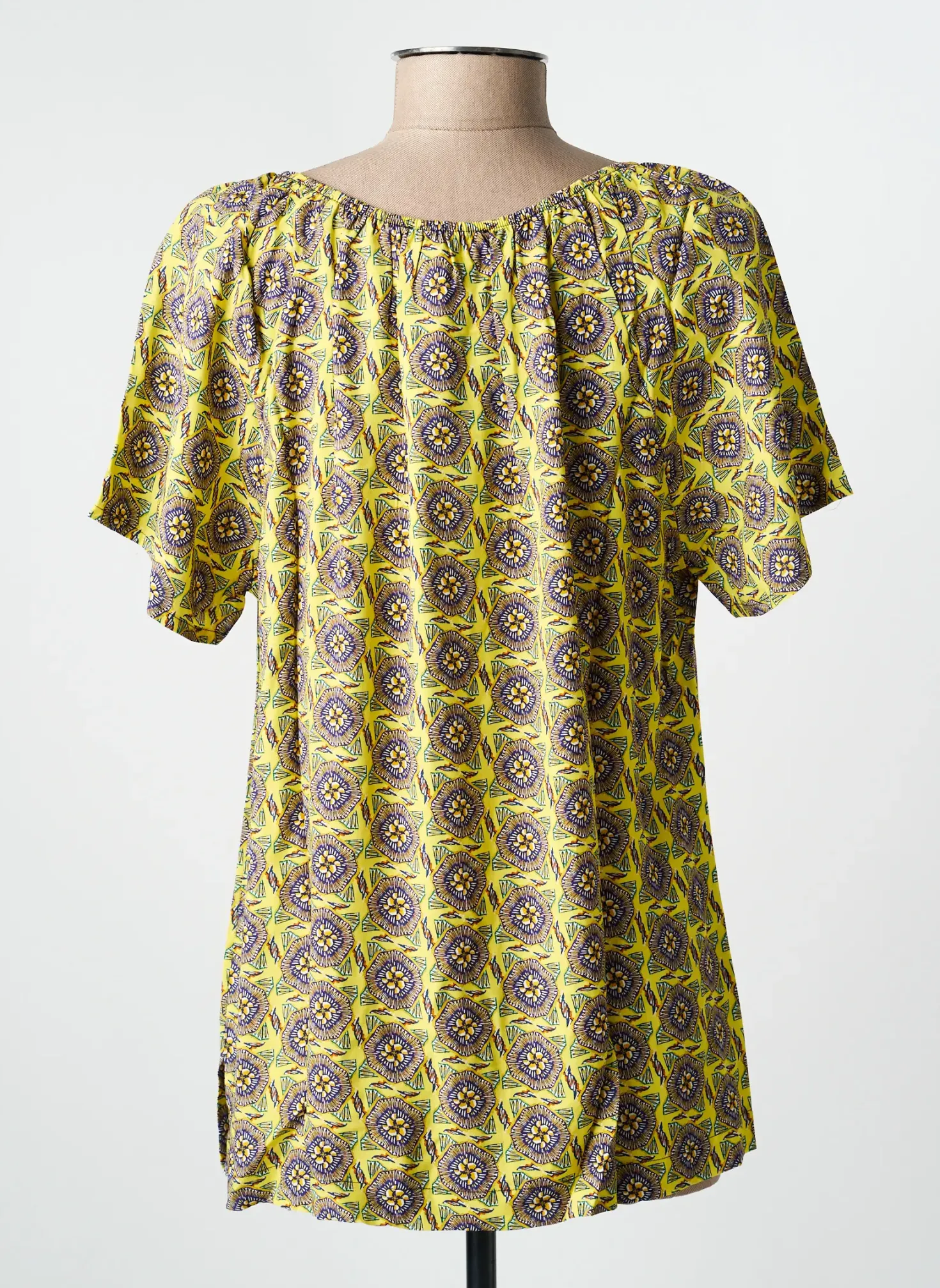 Top Telmail Jaune Manches Courtes