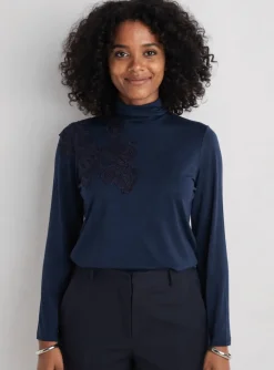 Top Tricot Chic Bleu Manches Longues