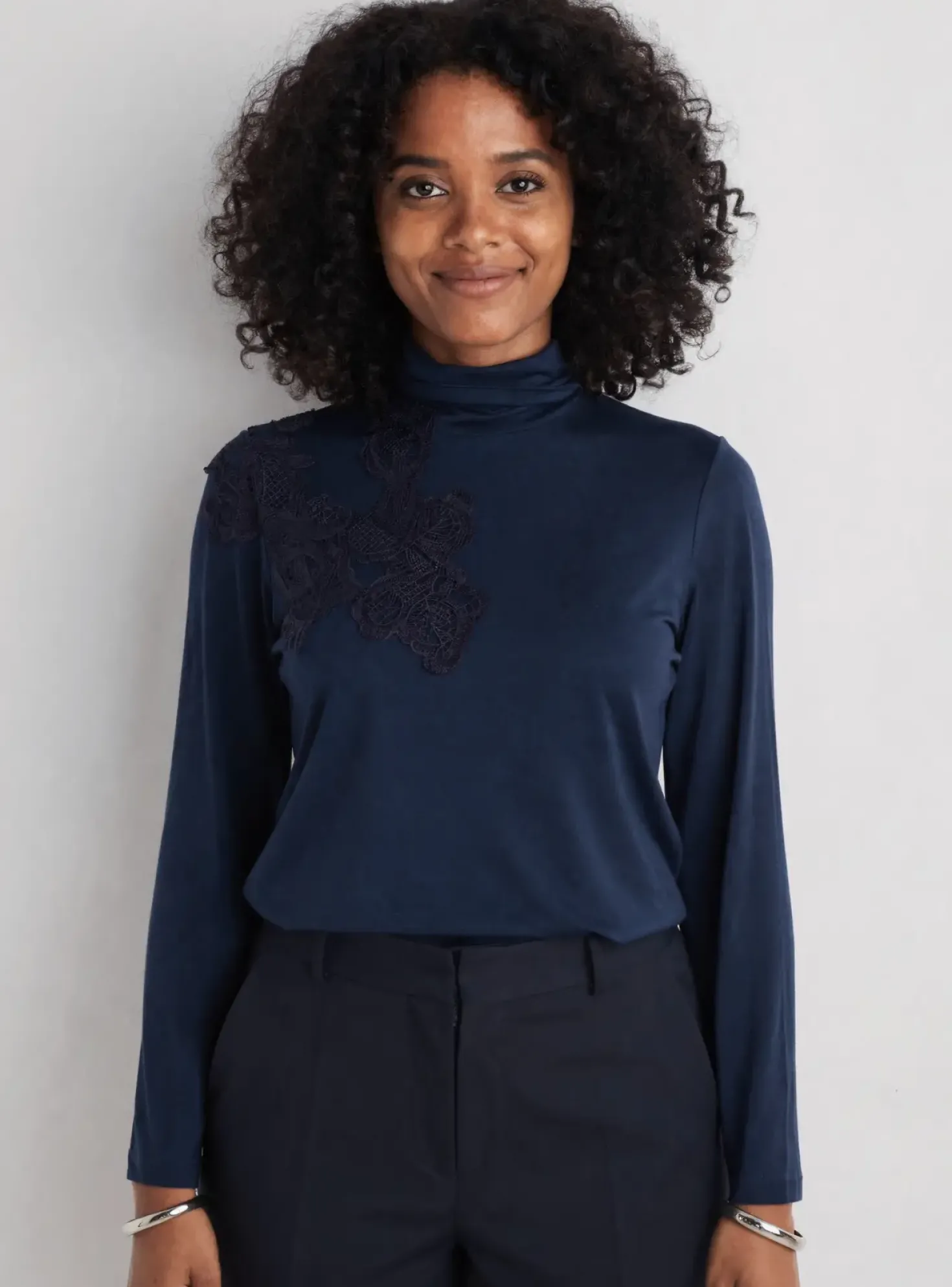 Top Tricot Chic Bleu Manches Longues