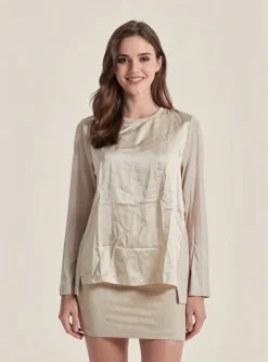 Top Whyci Milano Beige Manches Longues
