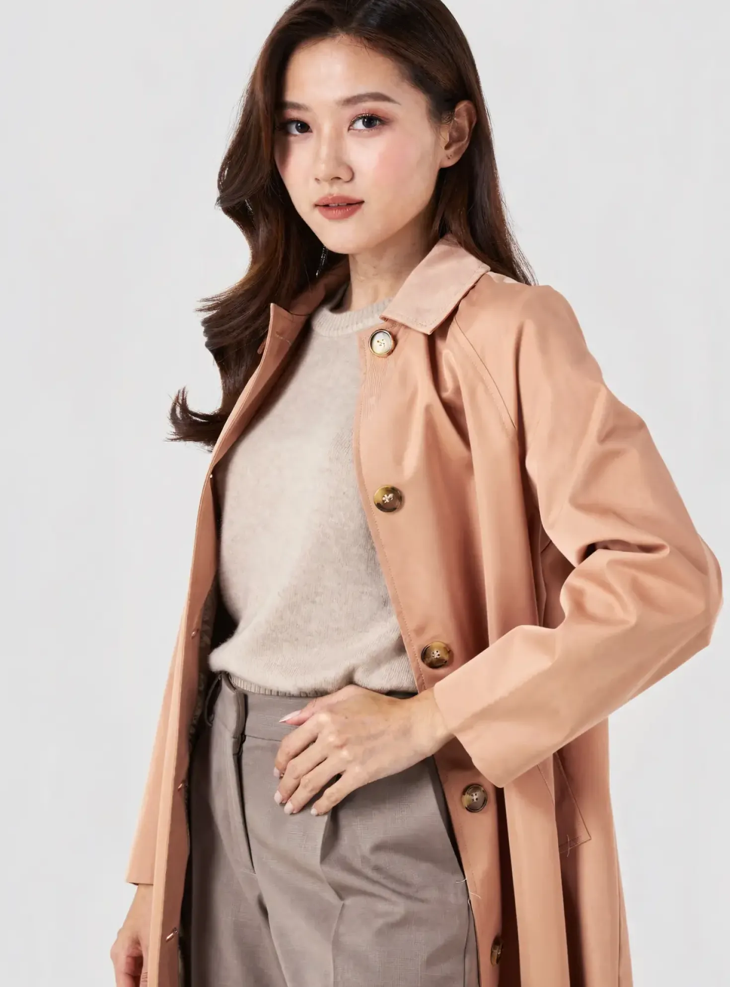 Trench Atelier Evène Rose Sans Capuche