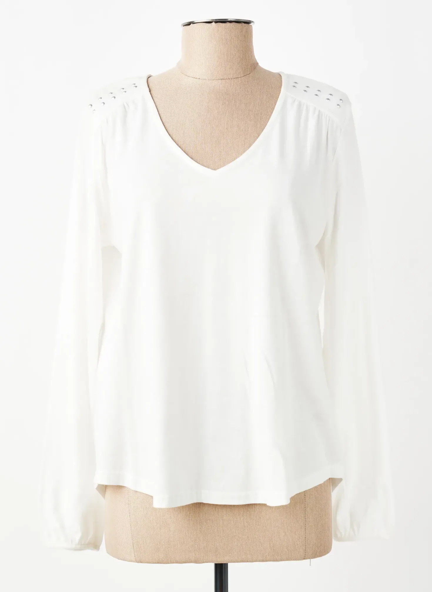 T-shirt Andam Blanc Manches Longues