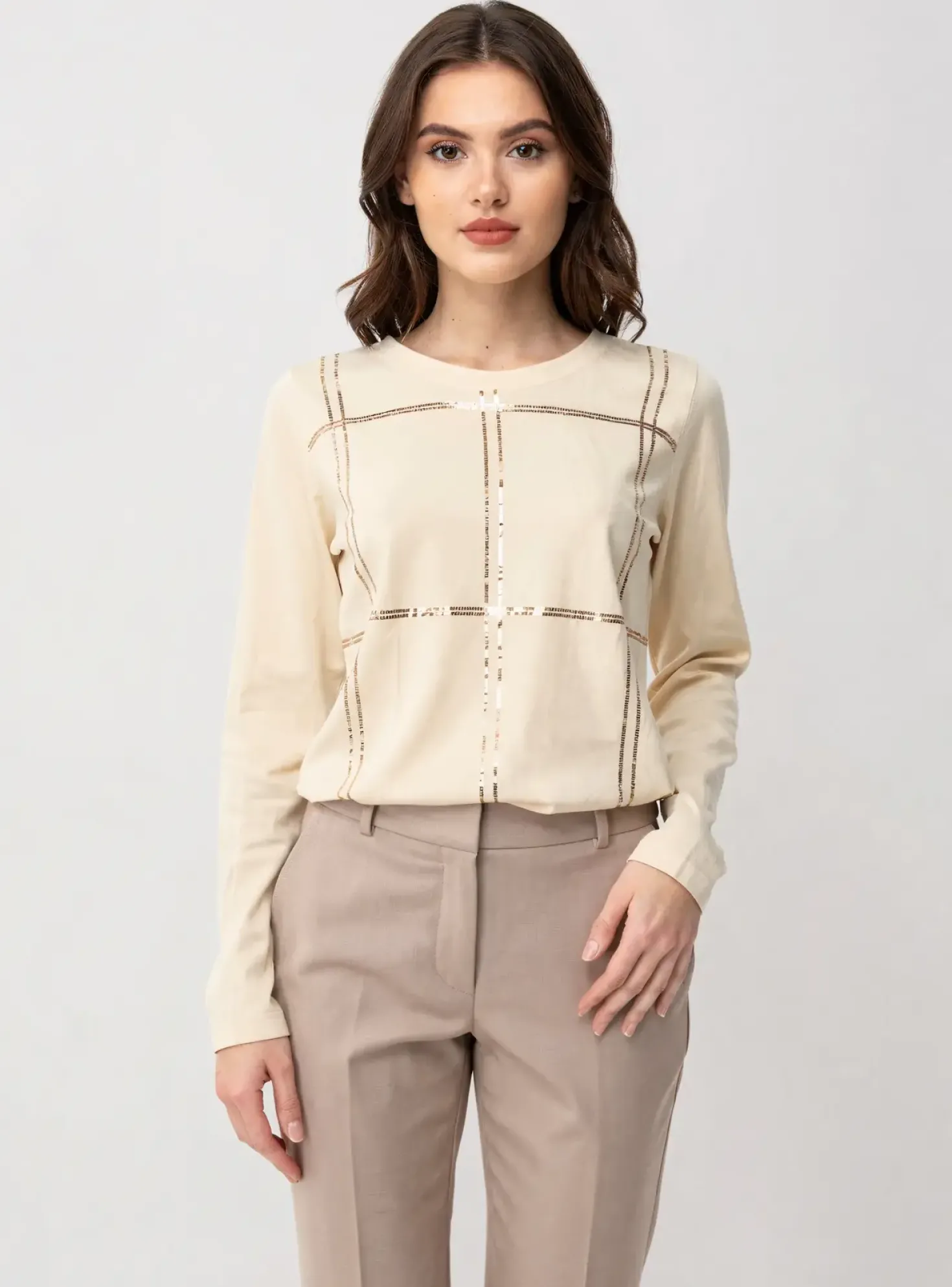T-shirt Christina Beige Manches Longues
