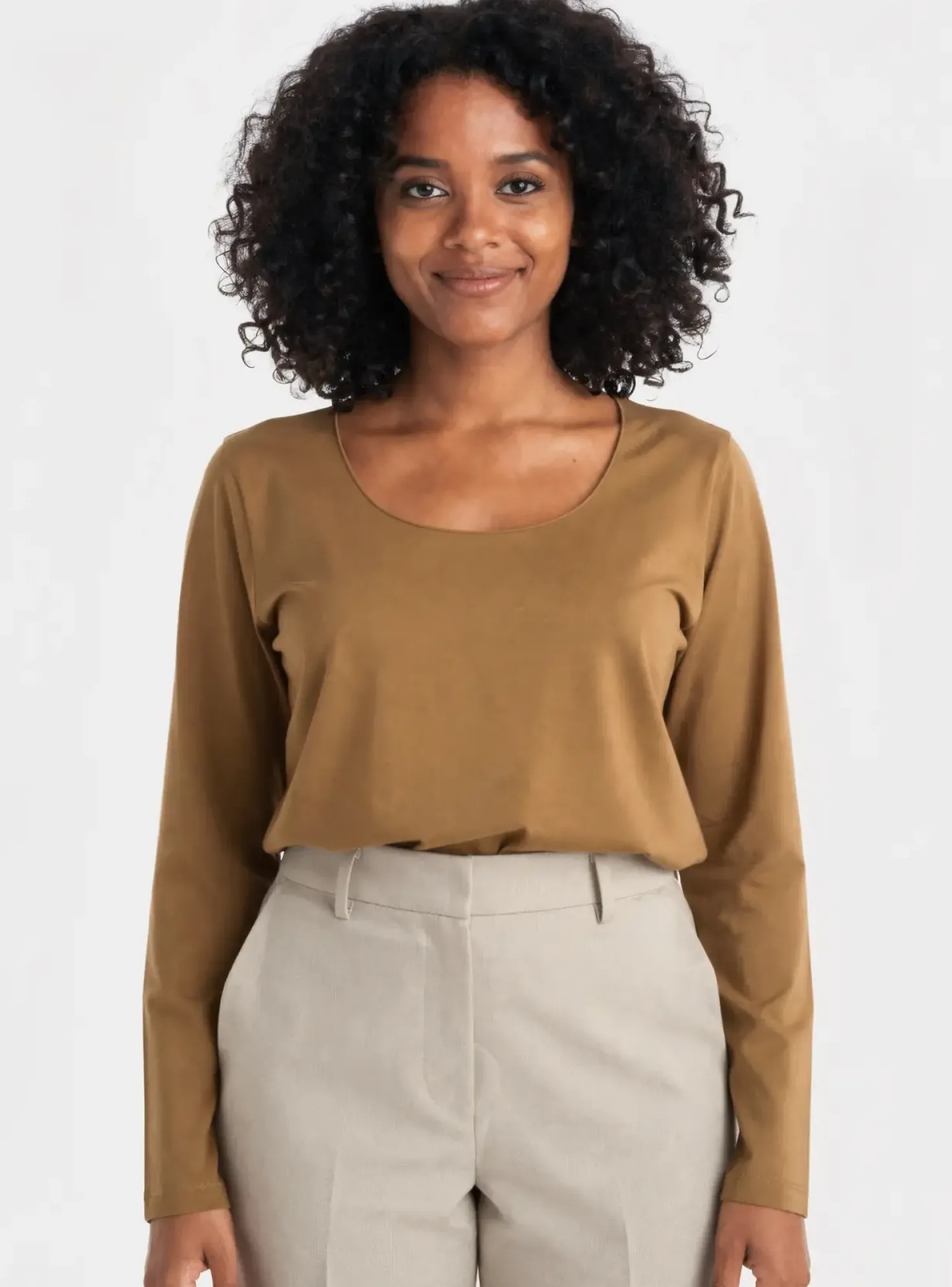 T-shirt Crea Concept Marron Manches Longues