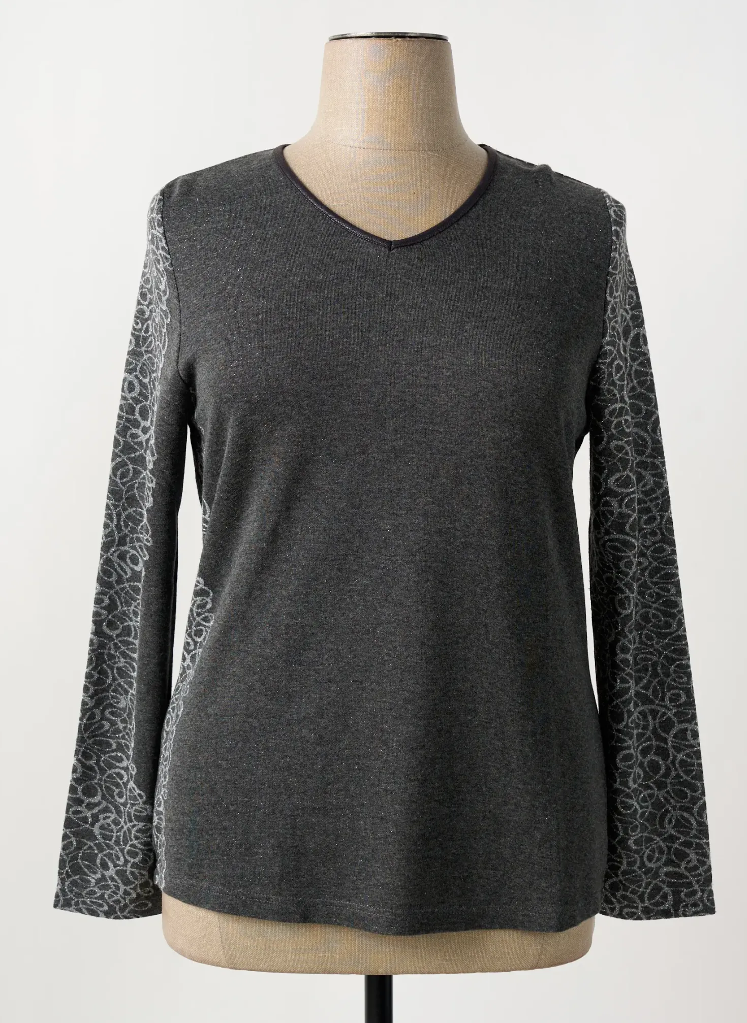 T-shirt Desaivre Gris Manches Longues