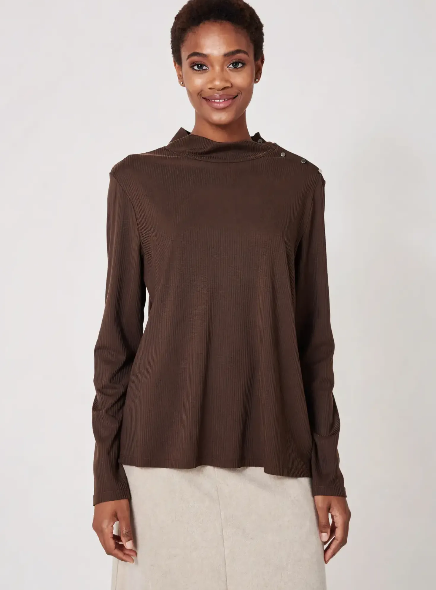 T-shirt Diane Laury Marron Manches Longues