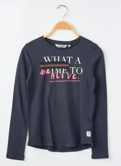 T-shirt Garcia Bleu Manches Longues