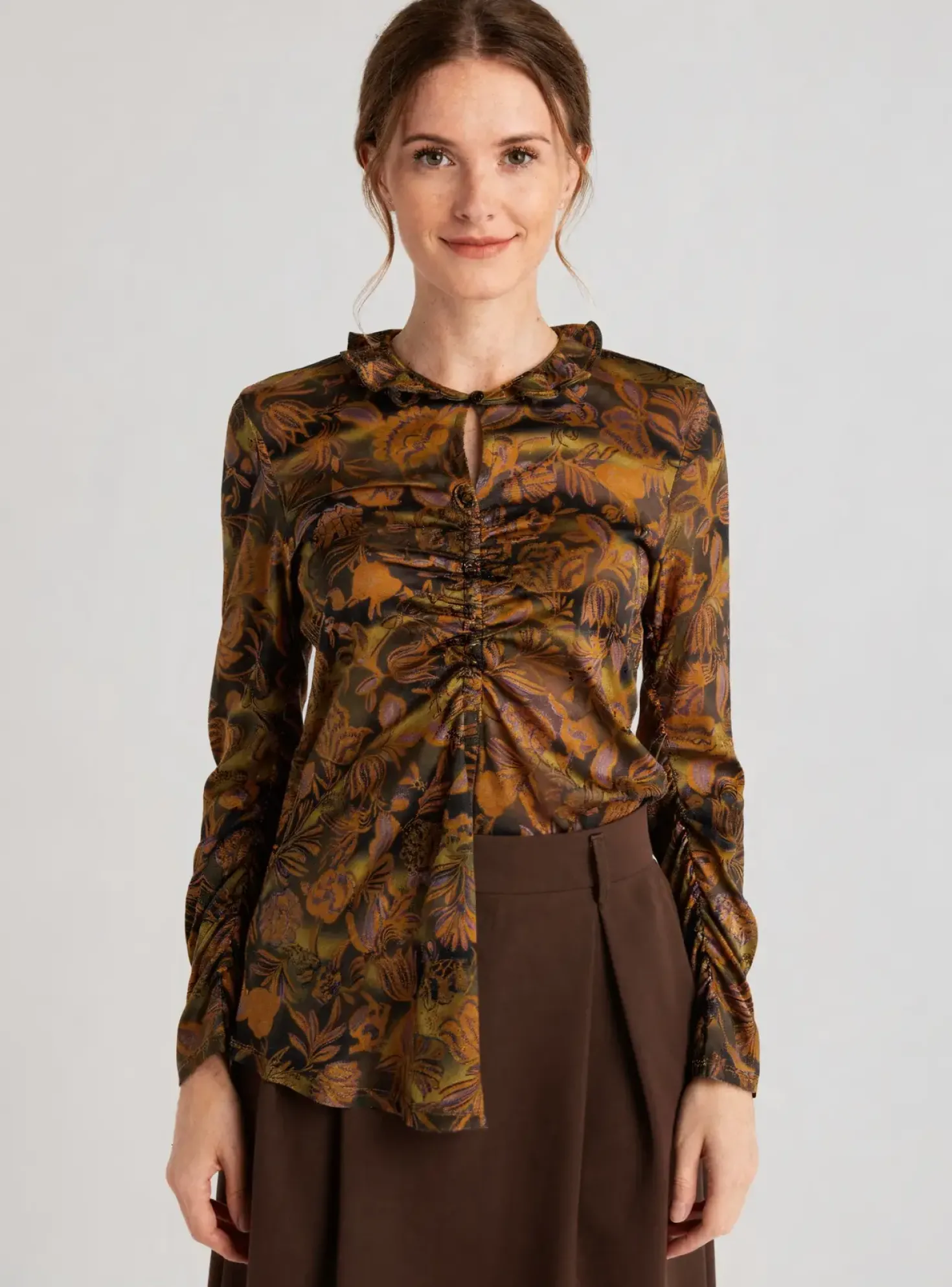 T-shirt High Marron Manches Longues