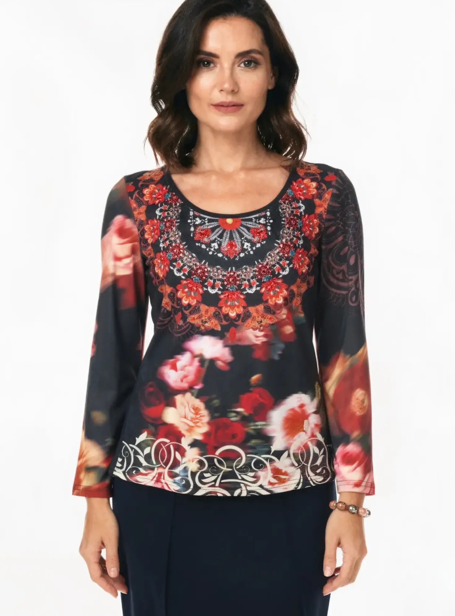 T-shirt 101 Idees Noir Manches Longues