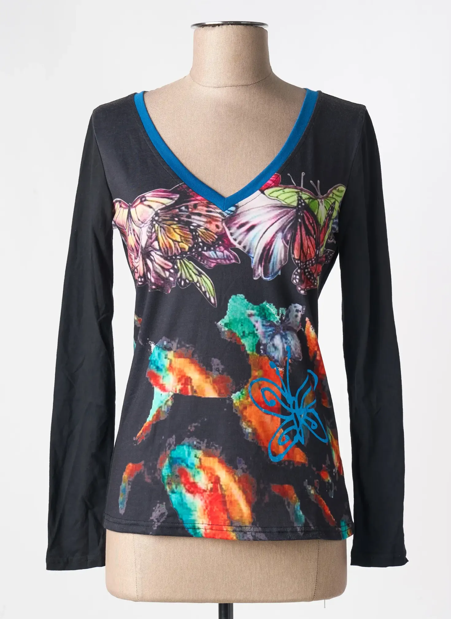 T-shirt 101 Idees Noir Manches Longues
