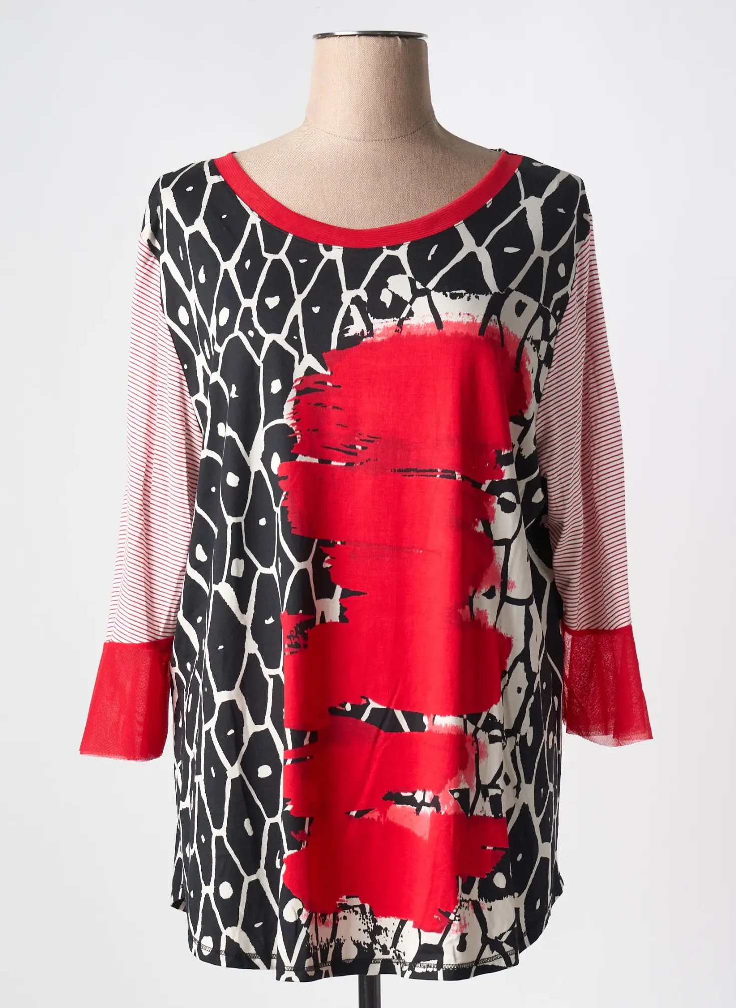 T-shirt Kakie Rouge Manches Longues