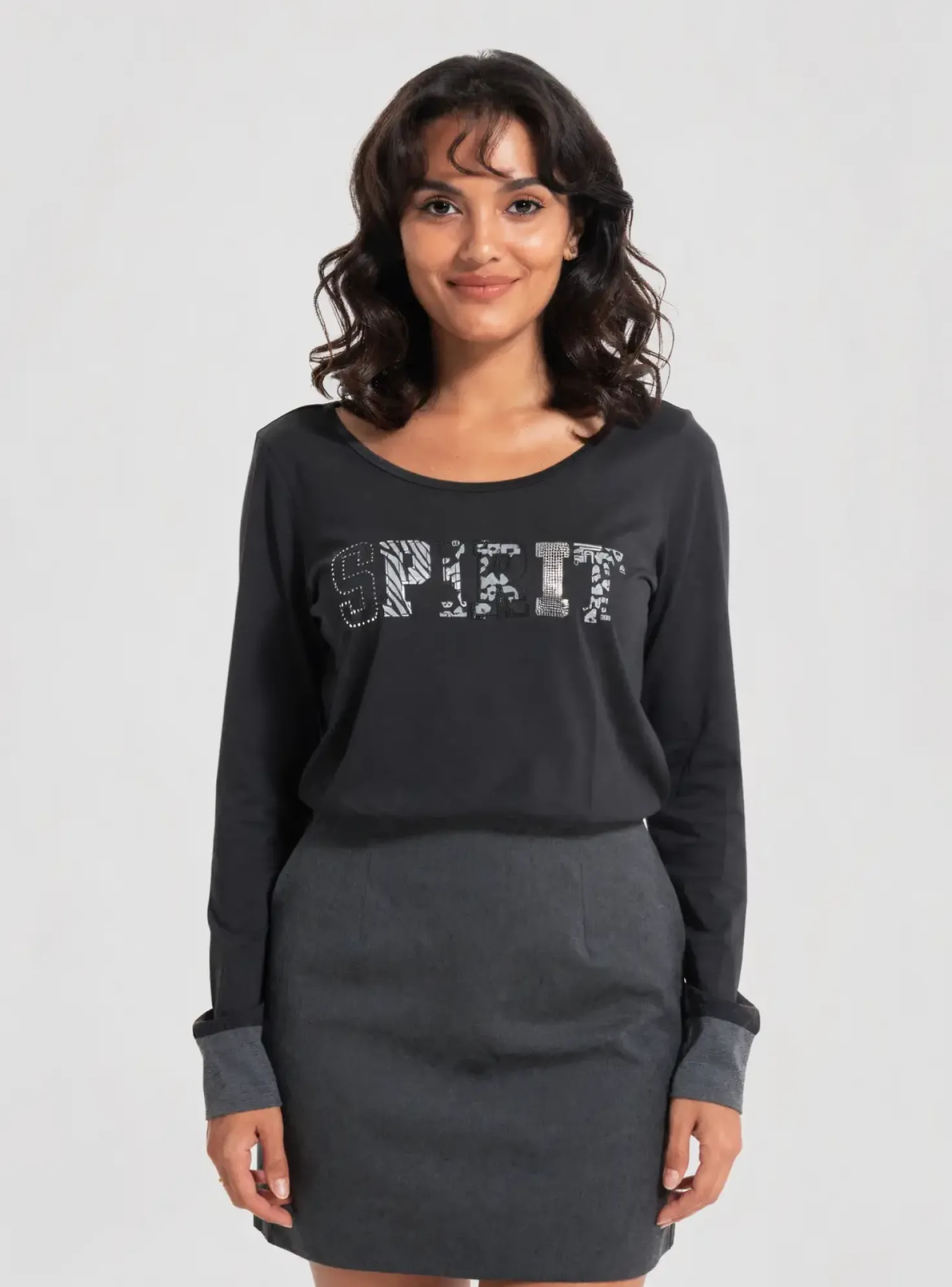 T-shirt Kalai Noir Manches Longues