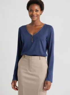 T-shirt La Fee Maraboutee Bleu Manches Longues