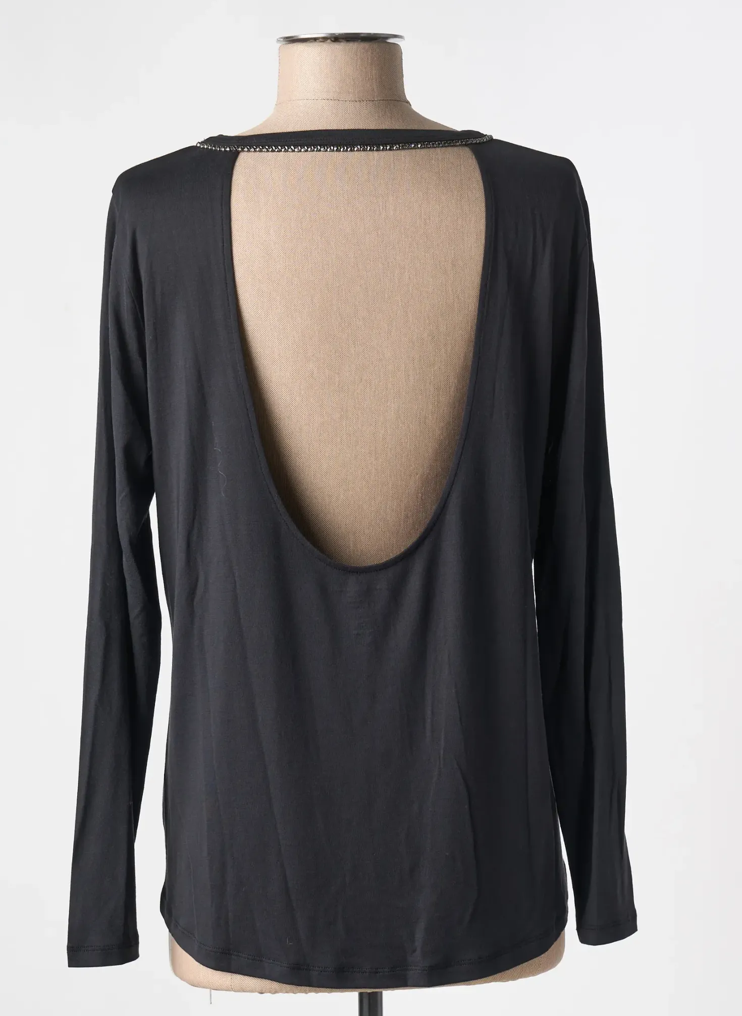 T-shirt Majestic Filatures Noir Manches Longues