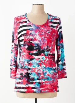 T-shirt Marble Rouge Manches 3/4