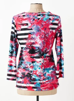 T-shirt Marble Rouge Manches 3/4