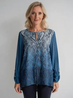 T-shirt Olsen Bleu Manches Longues